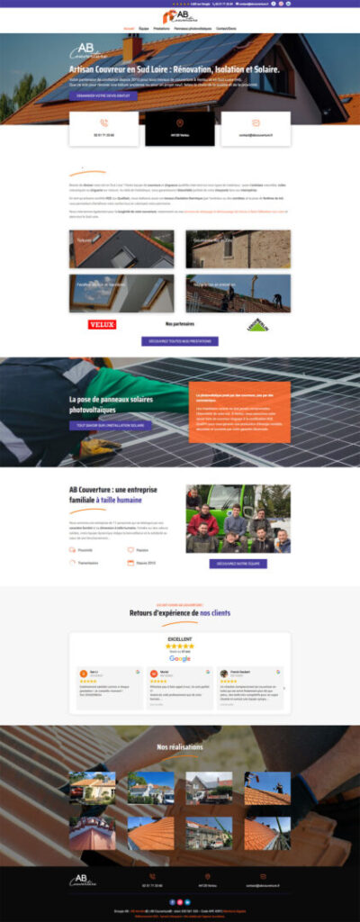 Aperçu du site d'AB Couverture après la refonte d'Aymeric Marquant