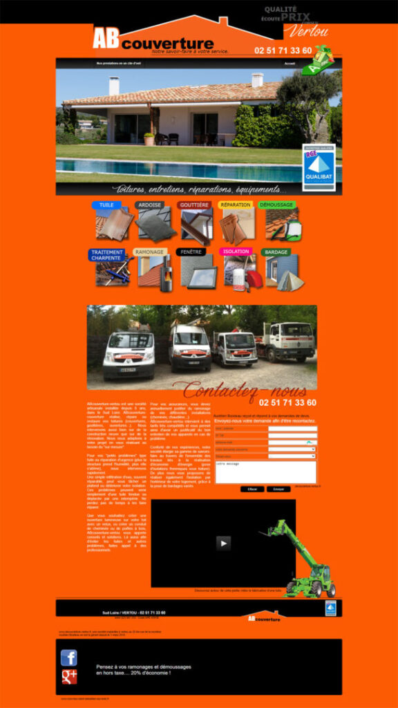 Aperçu du site d'AB Couverture avant la refonte d'Aymeric Marquant